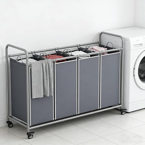 LINZINAR 4 Section Laundry Hamper, 180L Laundry Sorter - Image 4