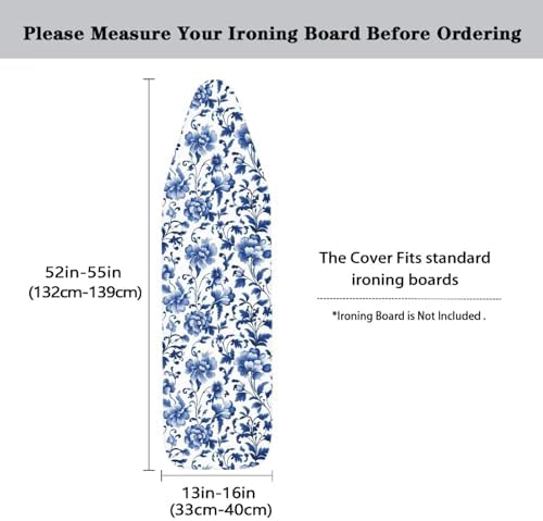 Retro Blue Flower Ironing Board Cover 15x54 Inch - Image 5