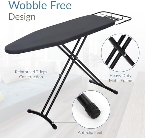 Ironing Board 48"x15" with Iron Rest, RAINHOL Black Full Size Iron Board - Image 5