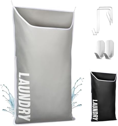 Hanging Laundry Hamper Bag XL 40x22", Space Saving over the Door Storage Bags by DONAQ