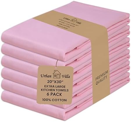 Urban Villa Kitchen Towels Cotton Dish Towels 20”x30” Pink by CottonTrends