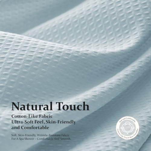 Dynamene Waffle Shower Curtain 256 GSM Heavy Duty Fabric 72"x72" Fog Blue - Image 6