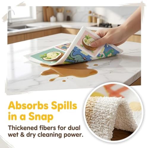 Printed Kitchen Cleaning Cloth Roll, Thick Absorbent Hand-Tear Lazy Cloth - Image 4