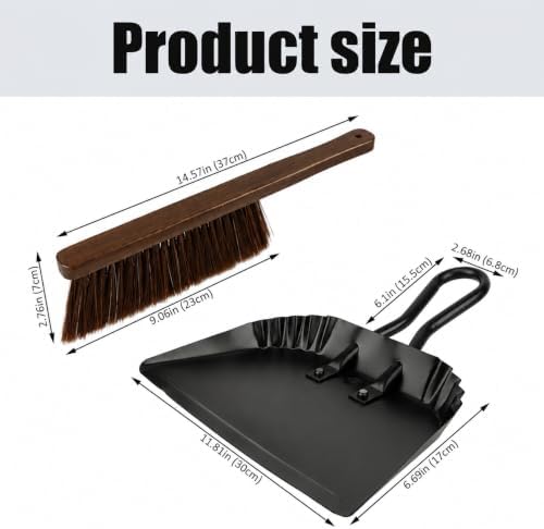 Dust Pan and Brush Set, Handheld Angled Dustpan and Wooden Broom Set, - Image 2