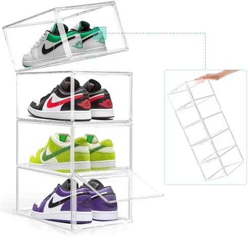 12 Pack Drop-Front Clear Acrylic Shoe Organizer, Fits Shoe Box Size 13 - Image 5