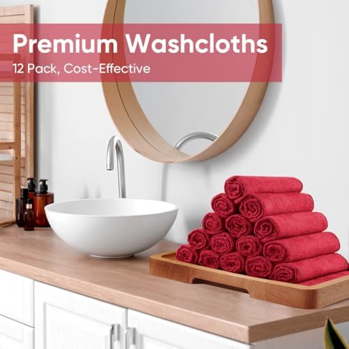 HOMEXCEL Washcloths 12PK, Ultra Soft&Highly Absorbent Face Towels, 12X12 in - Image 7