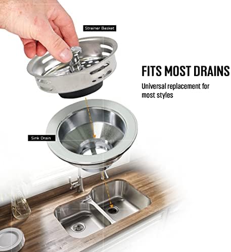 HIGHCRAFT 9843-2 Stainless Steel Kitchen Sink Strainer Basket Replacement - Image 6