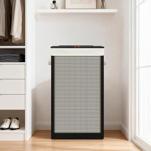 STO STO Laundry Hamper with Lid, 90L Sturdy Steel-Frame Clothes Hamper with - Image 2