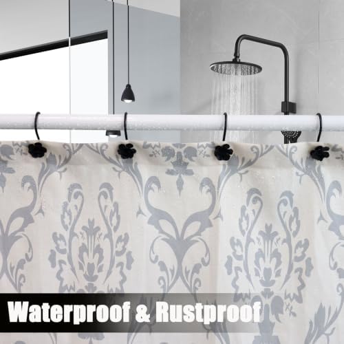 Decorative Shower Curtain Hooks, Rustproof Metal Flower Shower Curtain Rings - Image 4