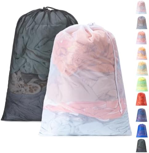 2 Pack Mesh Travel Laundry Bag 24" x 36"Extra Large Dirty Clothes Organizer by Unknown