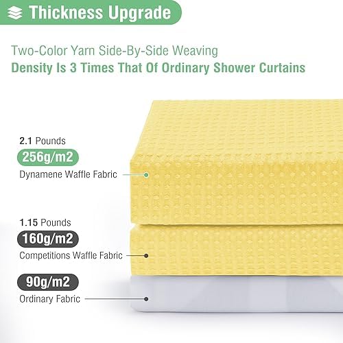 Dynamene Extra Long Waffle Shower Curtain 256 GSM Fabric 72x96 Yellow - Image 2
