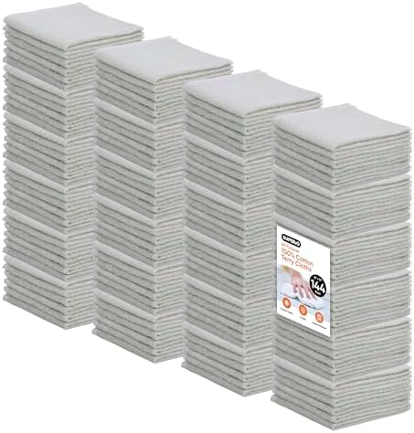 Superio Cotton Terry Washcloths Grey Towels 100% Cotton Cleaning Cloth Rags by Superio