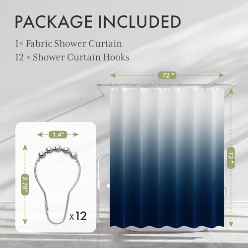AmazerBath Shower Curtain, Cloth Ombre Blue Curtain Set - Image 4