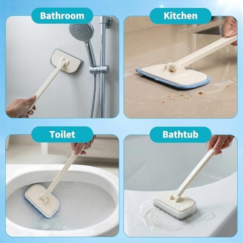 Tub Brush Scrubber with Long Handle, Durable Tub Scrubber with 4 Versatile - Image 7