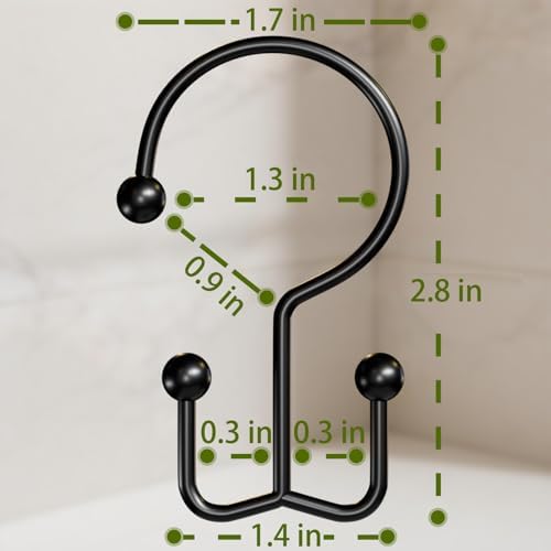 OEH 24 Pcs Shower Curtain Hooks, Metal Shower Curtain Rings, Double Shower Rings - Image 2