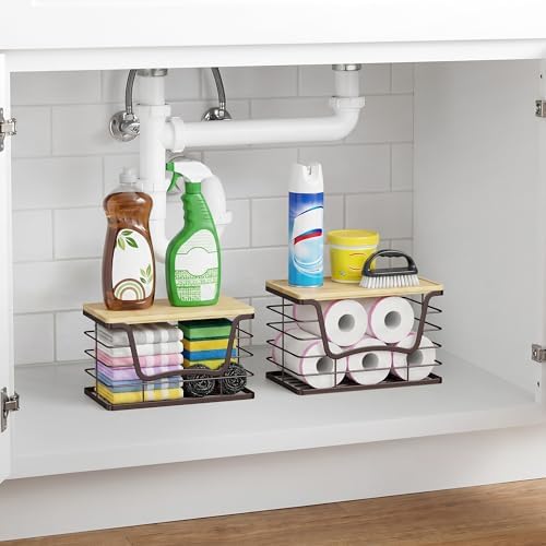 ALOCEO 2 Pack Stackable Wire Storage Basket - Image 2