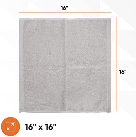 Superio Cotton Terry Washcloths Grey Towels 100% Cotton Cleaning Cloth 16" Rags - Image 2