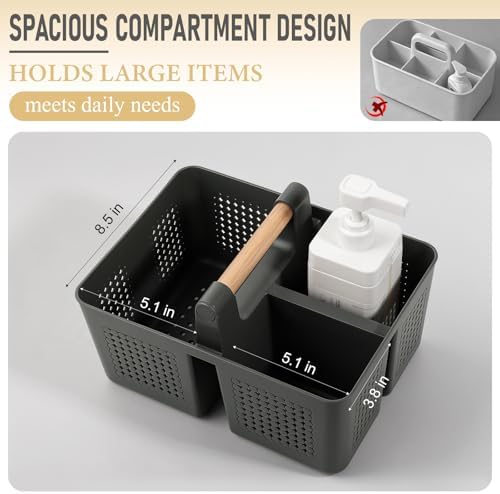 JiatuA Portable Shower Caddy Basket Plastic Caddy Organizer Large Dark Grey - Image 6