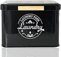 Laundry Pods Holder with Hinged Lid, Farmhouse Space-Saving Metal Container by EasierLaundrySimplerLife
