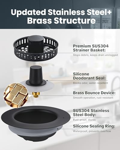 ARCORA Kitchen Sink Drain Strainer: Stainless Steel 3 in 1 Sink Stopper - Image 5