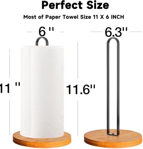 Wooden Paper Towel Holder Countertop, Kitchen-Towel-Holder FreeStanding - Image 2
