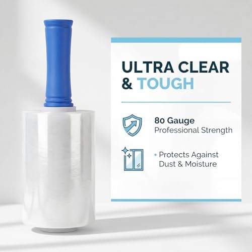 6 Pack Stretch Film Wrap for Moving, 5 Inch x 1000ft 80 Gauge Clear - Image 3