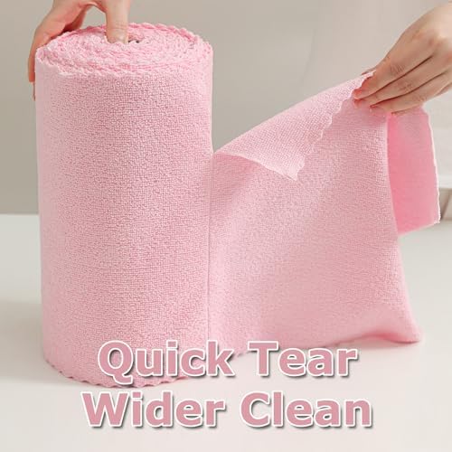 Jessy Home 80 Pack Reusable Paper Towels Pink Microfiber Cleaning Cloth Roll - Image 3