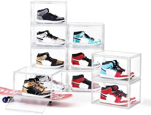 MMBABY 12 Pack Acrylic Clear Shoe Boxes Side Open Clear Plastic Stackable by MMBABY