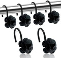 Decorative Shower Curtain Hooks, Rustproof Metal Flower Shower Curtain Rings by JTDTH