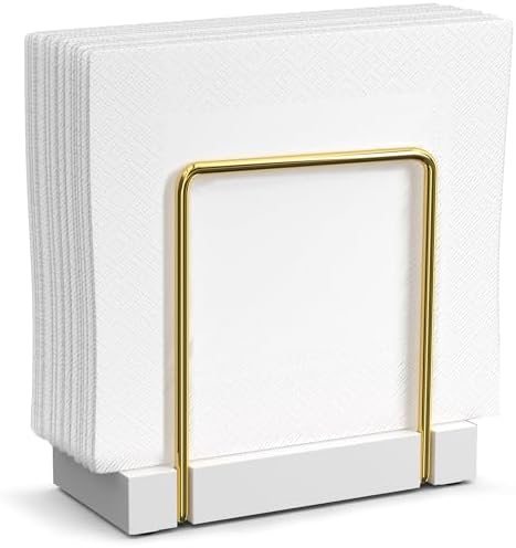 Wican Napkin Holder for Table, Bamboo Iron Standing Napkin Dispenser by Wican