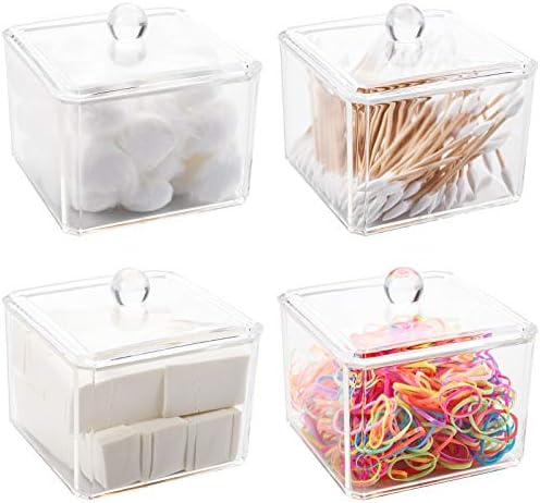 Hedume 4 Pack Swabs Dispenser Holder, 15 Oz Clear Acrylic Canister Set by Hedume