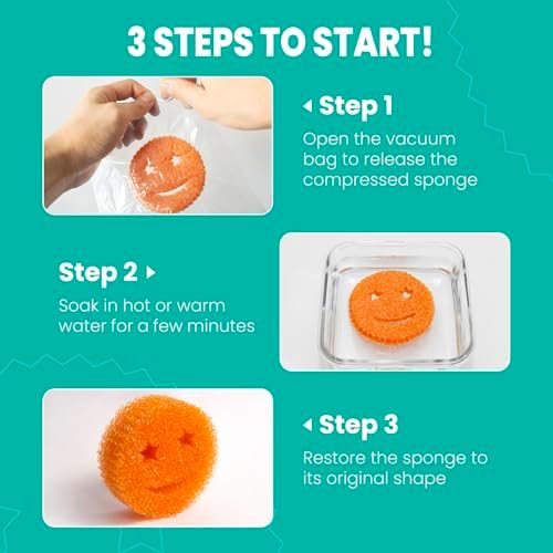 Dish Scrub Sponges, Non-Scratch Temperature Controlled Smiley Color Sponge - Image 5