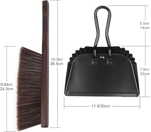 Heavy-Duty Metal Dust Pan and Brush Set-Handheld Angled DustPan and Broom - Image 2