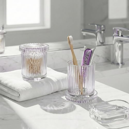 Clear Thick Glass Bathroom Qtip Holder, 2 Pack - Image 6
