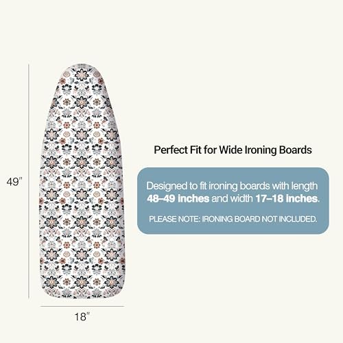 UniSimp Ironing Board Cover and Pad 18"x49" Extra Thick Natural Cotton - Image 2