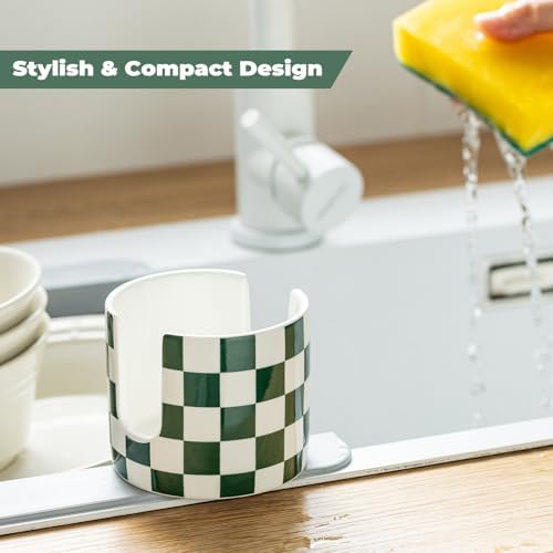 Zoeeker Sponge Holder for Sink, Ceramic Dish Sponge Holder Brush Holder - Image 6