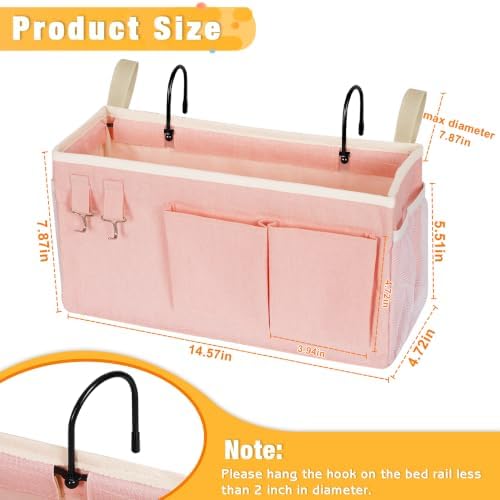 Lilithye Bedside Caddy, Bedside Storage Bag Hanging Organizer - Image 3