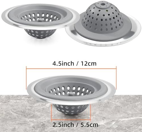 Silicone Strainer for Kitchen Sink, 2 Pack, Stainless Steel Reinforced - Image 5