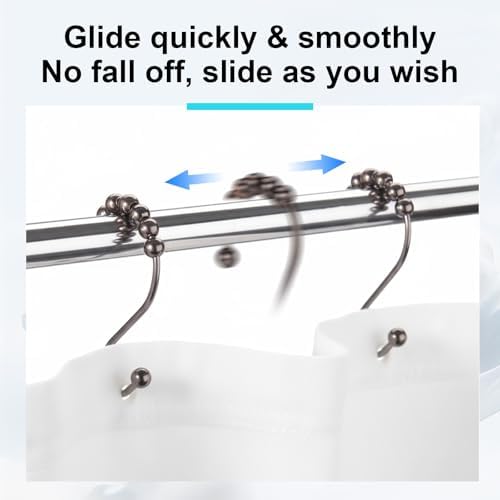Silkfly Stainless Steel Shower Curtain Hooks, Rust Resistant Glide Hooks - Image 3