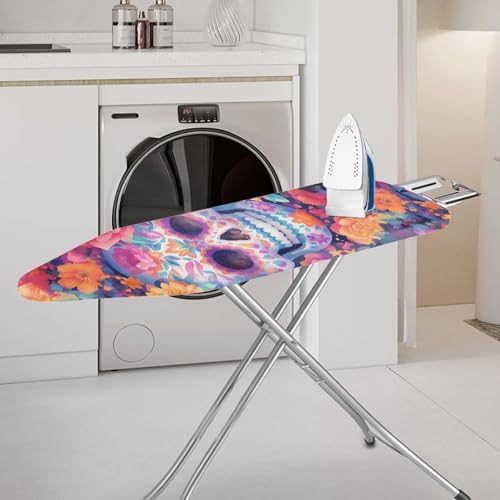 Skull Flower Steam Ironing Board Cover Standard Size 15" X 54", Watercolor - Image 2