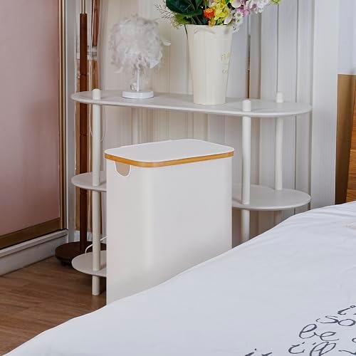 100L Laundry Hamper with Lid, Lagre Basket with Bamboo Handles, Foldable - Image 4