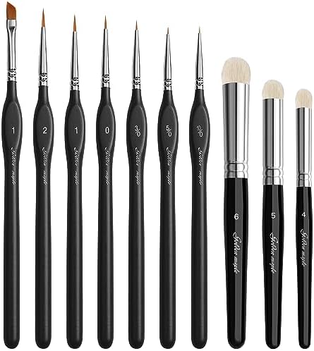 Golden Maple Miniature Paint Brushes Drybrush-10pcs Micro Detail Paint Brush Set by goldenmaple