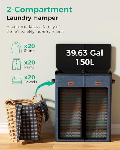 150L 2-Section Laundry Hamper - Image 5