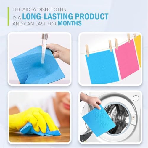 AIDEA Swedish Dishcloths for Kitchen 10PK, Reusable Paper Towels 7"x6" - Image 4