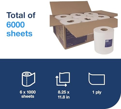 Tork Centerfeed Paper Wiper White M2, 6 x 1000 Sheets - Image 2