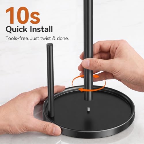 Paper Towel Holder Black for Kitchen Countertop Roll Holder Weighted Base - Image 5