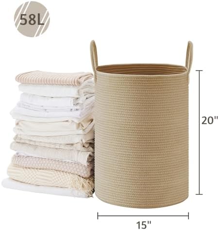 VIPOSCO 58L Tall Woven Laundry Basket Hamper - Image 5