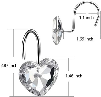 HBlife 12 Pcs Acrylic Decorative Rolling Diamond Shower Curtain Hooks Rust - Image 5