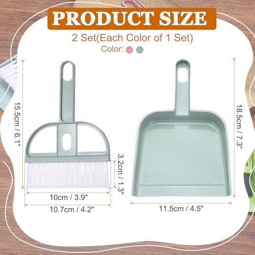uxcell 2 Pcs Mini Dustpan and Brush Set, Small Broom and Dustpan Set - Image 2