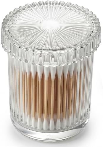 rejomiik Thick Glass Qtip Holder Apothecary Jars by rejomiik